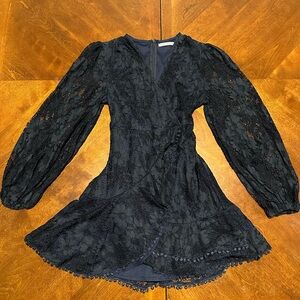 Boho Navy Lace Long Sleeve Dress